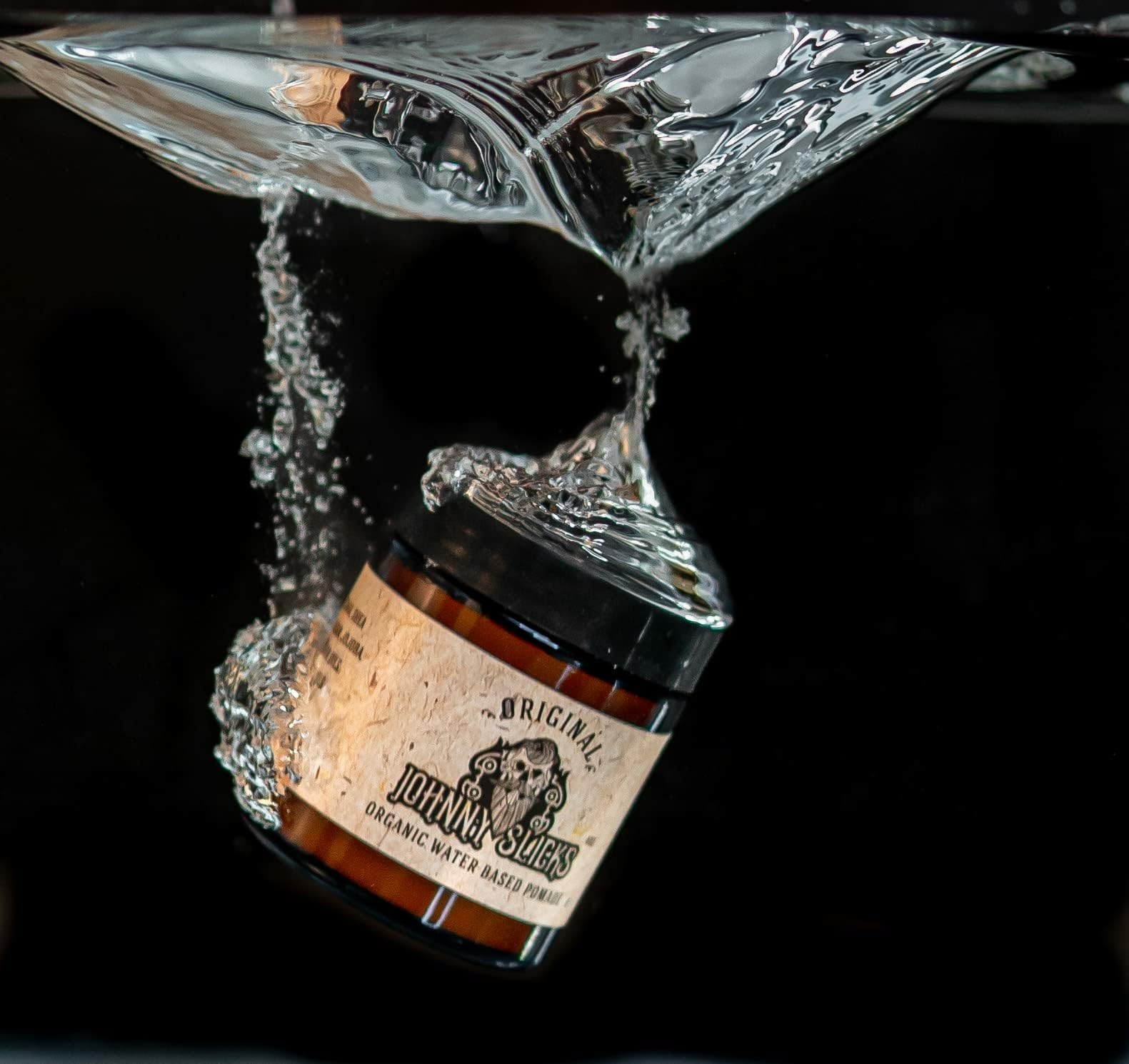 North Carolina-made label on Johnny Slicks pomade confirming US production quality.