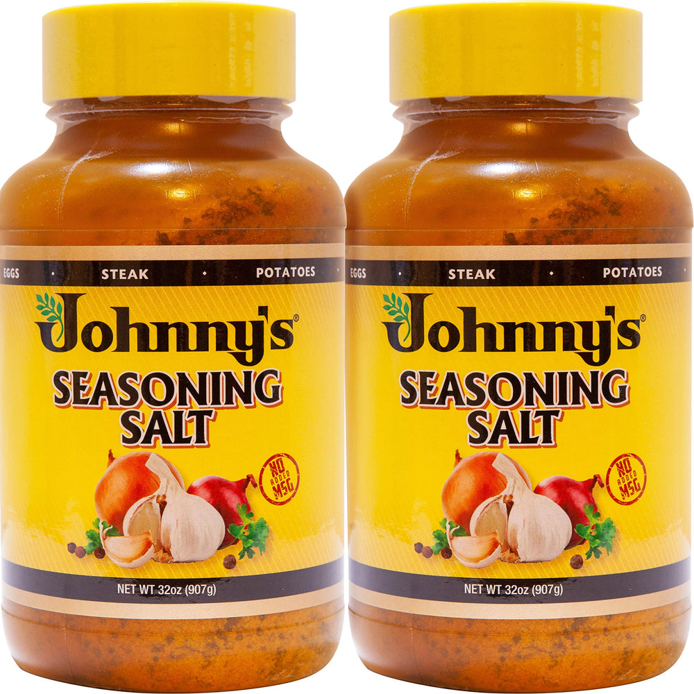 Johnny's Seasoning Salt 2-pack on pantry shelf ready to season meals.