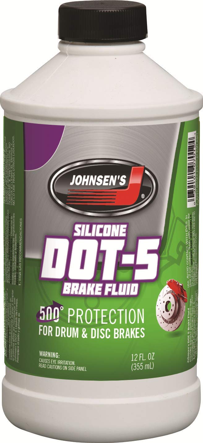 Johnsen's 7012-6 silicone DOT-5 brake fluid bottle for drum and disc brakes with low water absorption