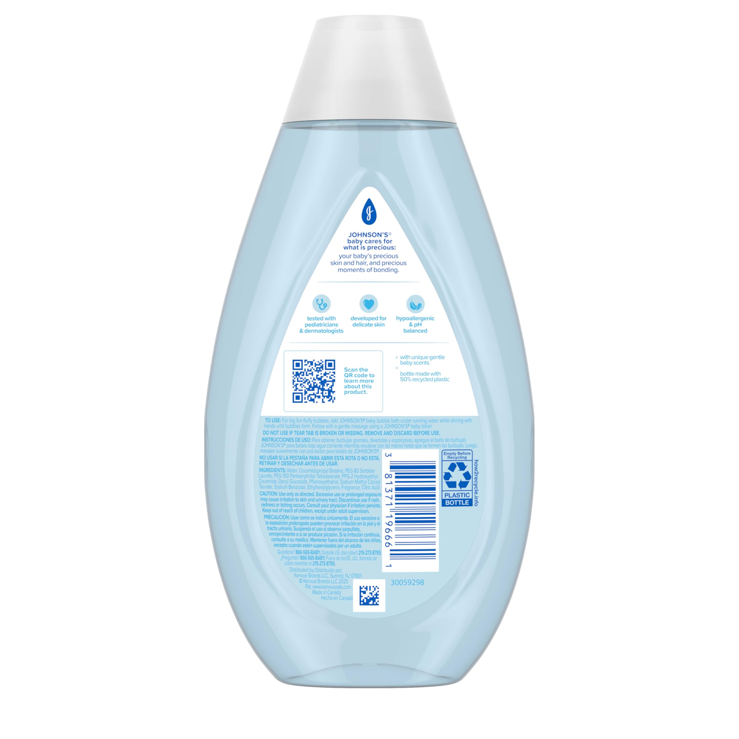 Johnson's Baby Fluffy Bubbles 13.6 oz bottle is a generous bath-time companion.
