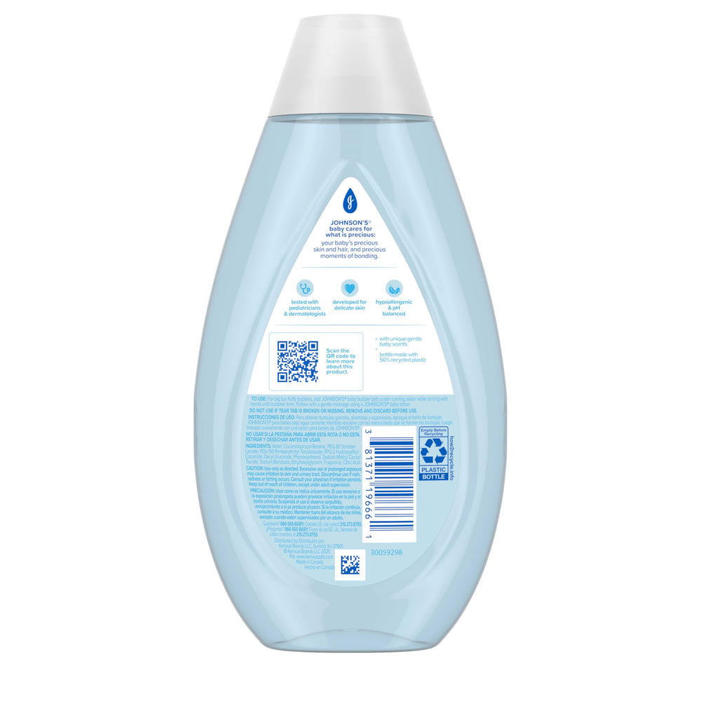 Johnson's Baby Fluffy Bubbles 13.6 oz bottle is a generous bath-time companion.