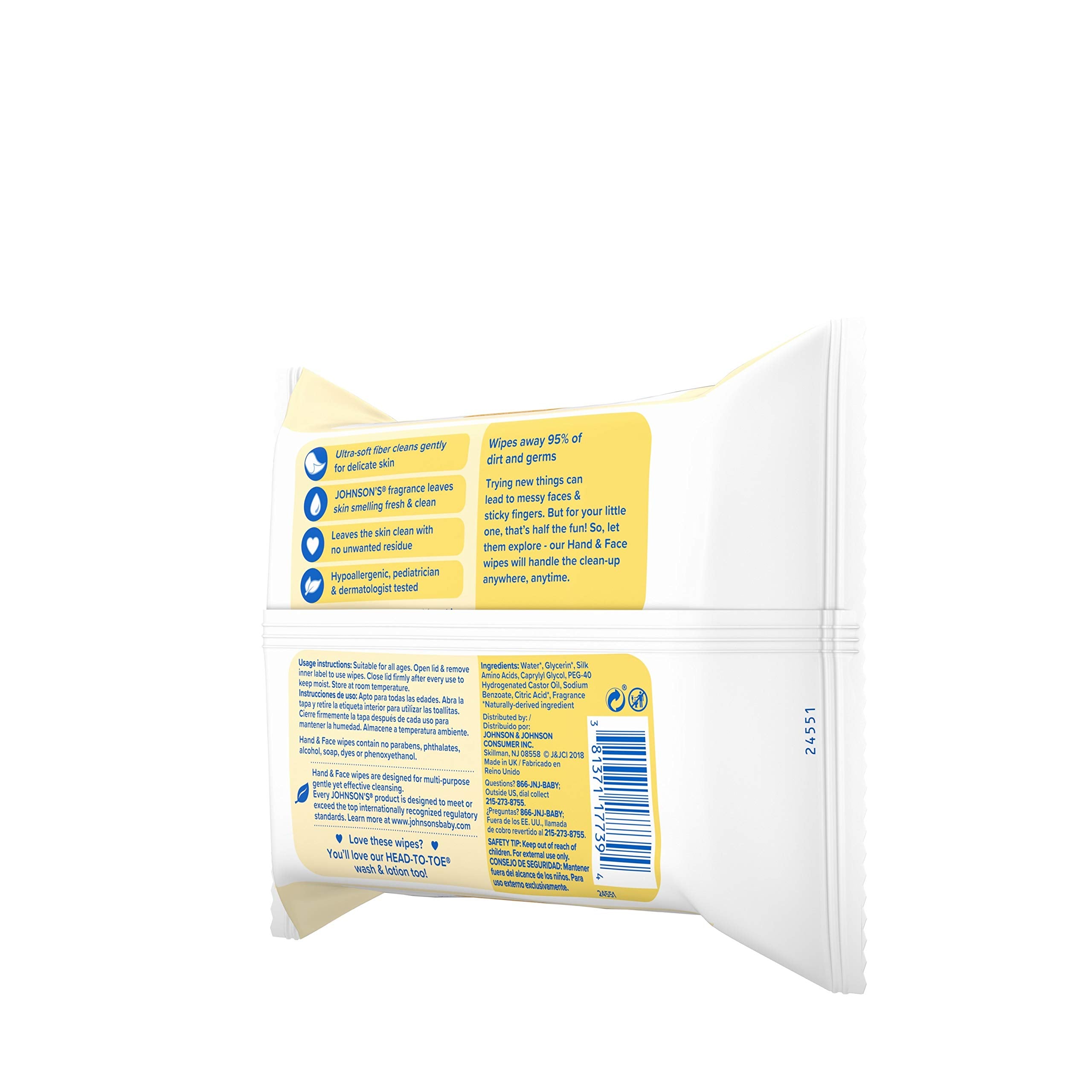 Johnson's Baby 25-count pack ready for travel bags