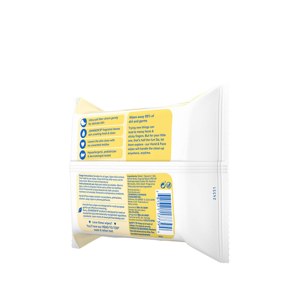 Johnson's Baby 25-count pack ready for travel bags