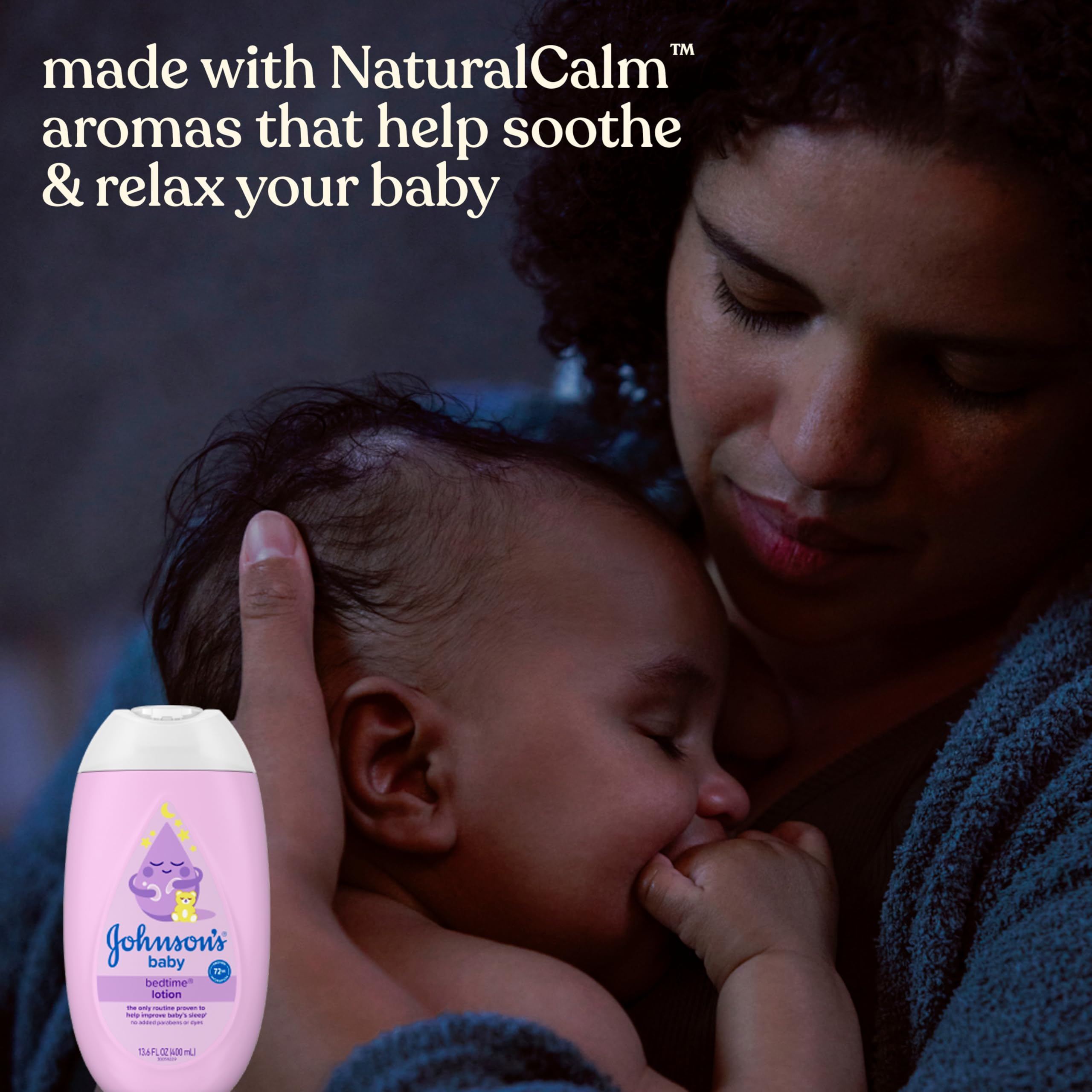 NaturalCalm aroma on the lid close-up illustrates soothing scent for bedtime