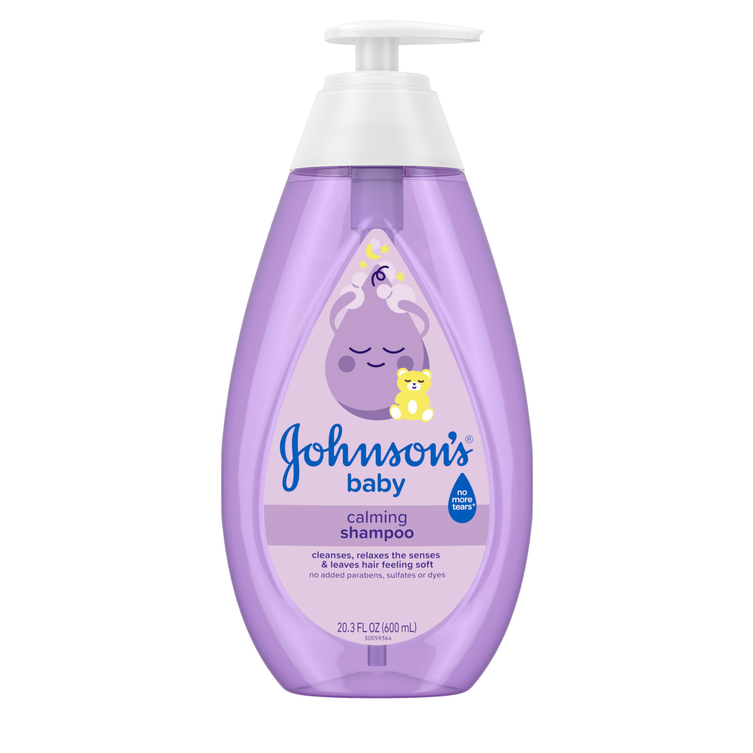 Pouring Johnson's Baby Calming Shampoo during bath time