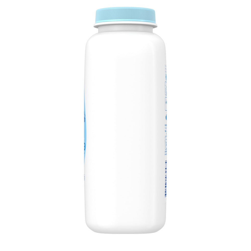 Cornstarch-based powder absorbs moisture for dry, comfortable skin