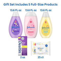 Johnson's Baby Here Comes Baby Gift Set Desitin Diaper Rash Cream soothes diaper rash discomfort.