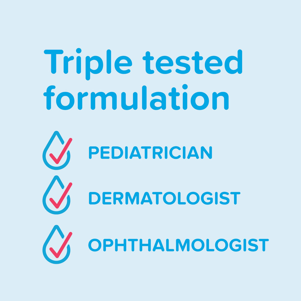 Hypoallergenic pediatrician-tested label on Johnson's Baby wash for sensitive skin