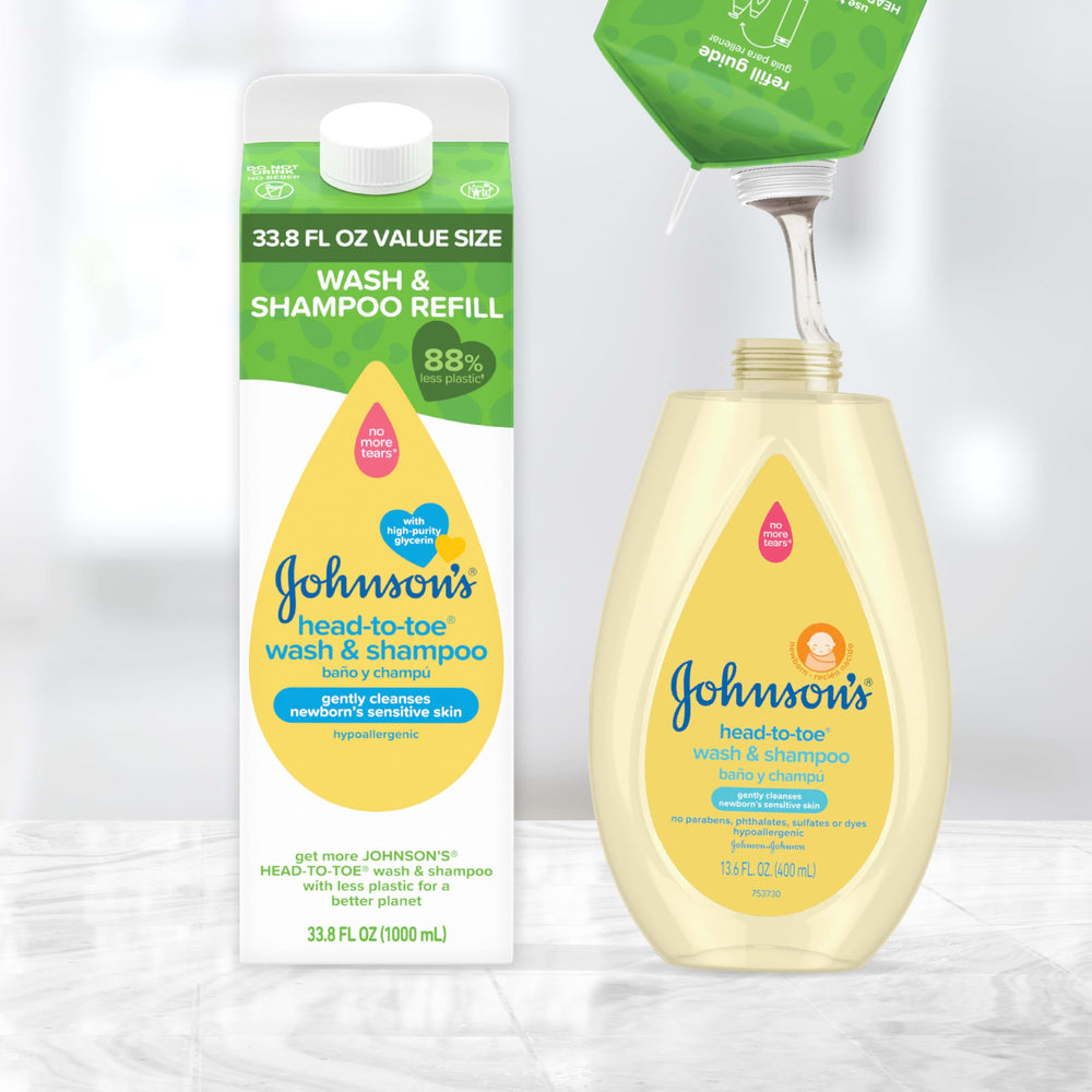 Johnson's Baby no parabens and dyes formula for gentle care.