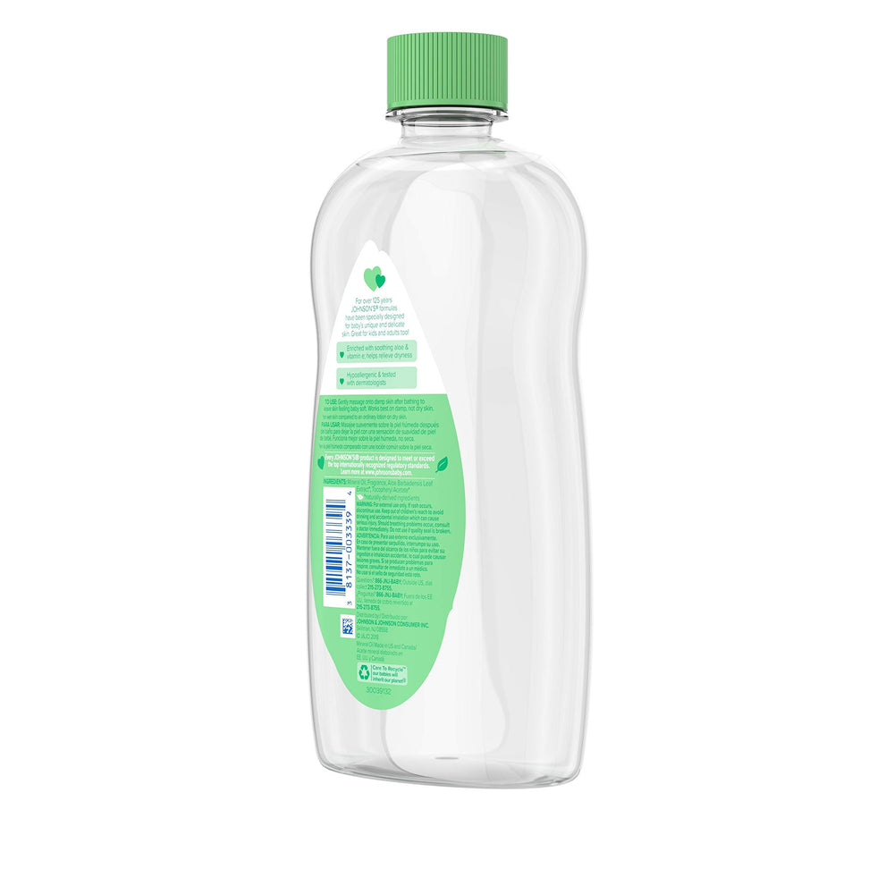 Johnson's Baby Oil texture on skin shows a silky barrier for comfort.