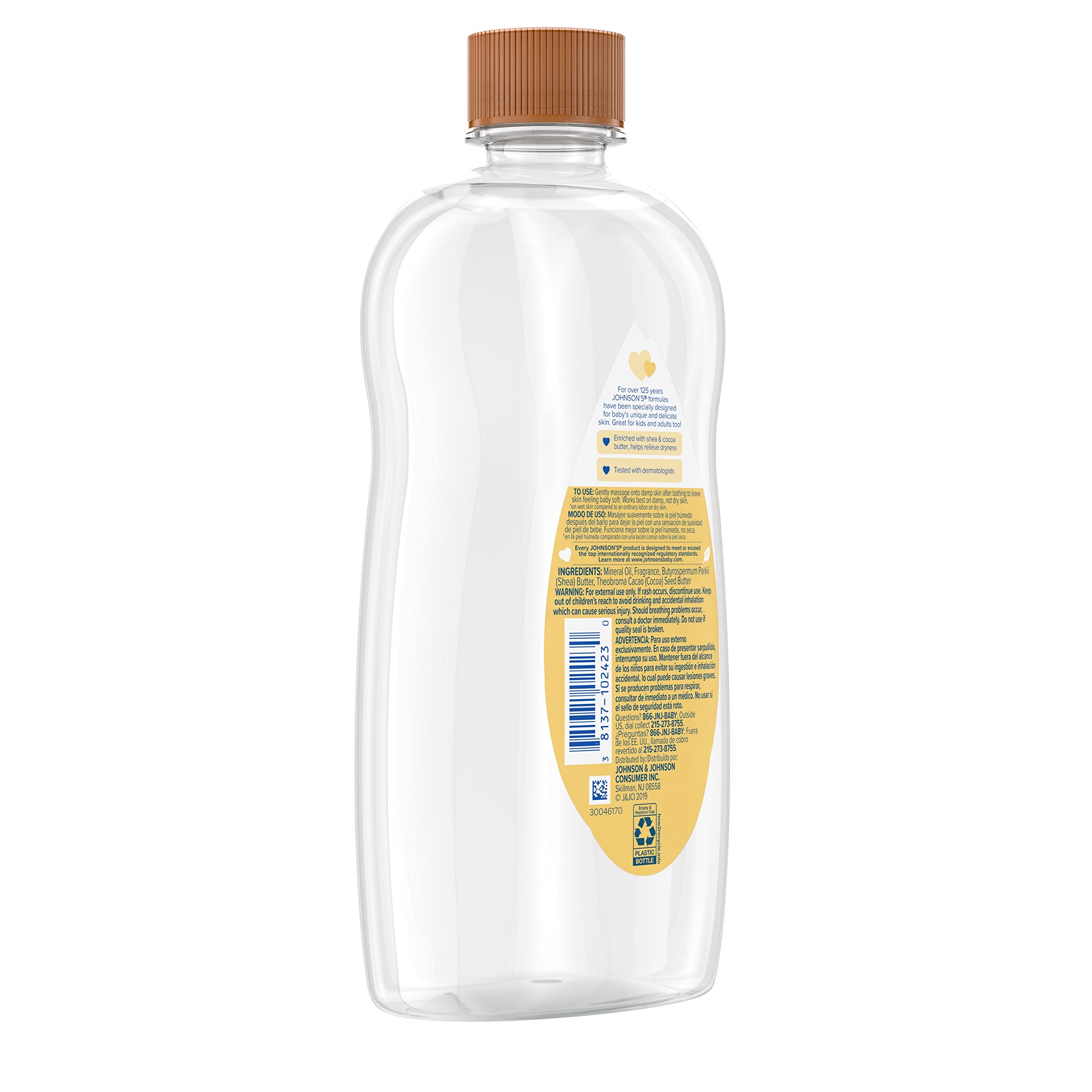 Johnson's Baby Oil on skin creates a silky, gentle barrier.