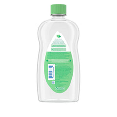 Johnson's Baby Oil with Vitamin E detail emphasizes skin conditioning.