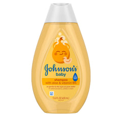 Johnson's Baby Shampoo bottle with tear-free aloe formula for delicate baby hair