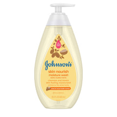 Johnson's Baby Skin Nourish Moisture body wash bottle ready for gentle bath time