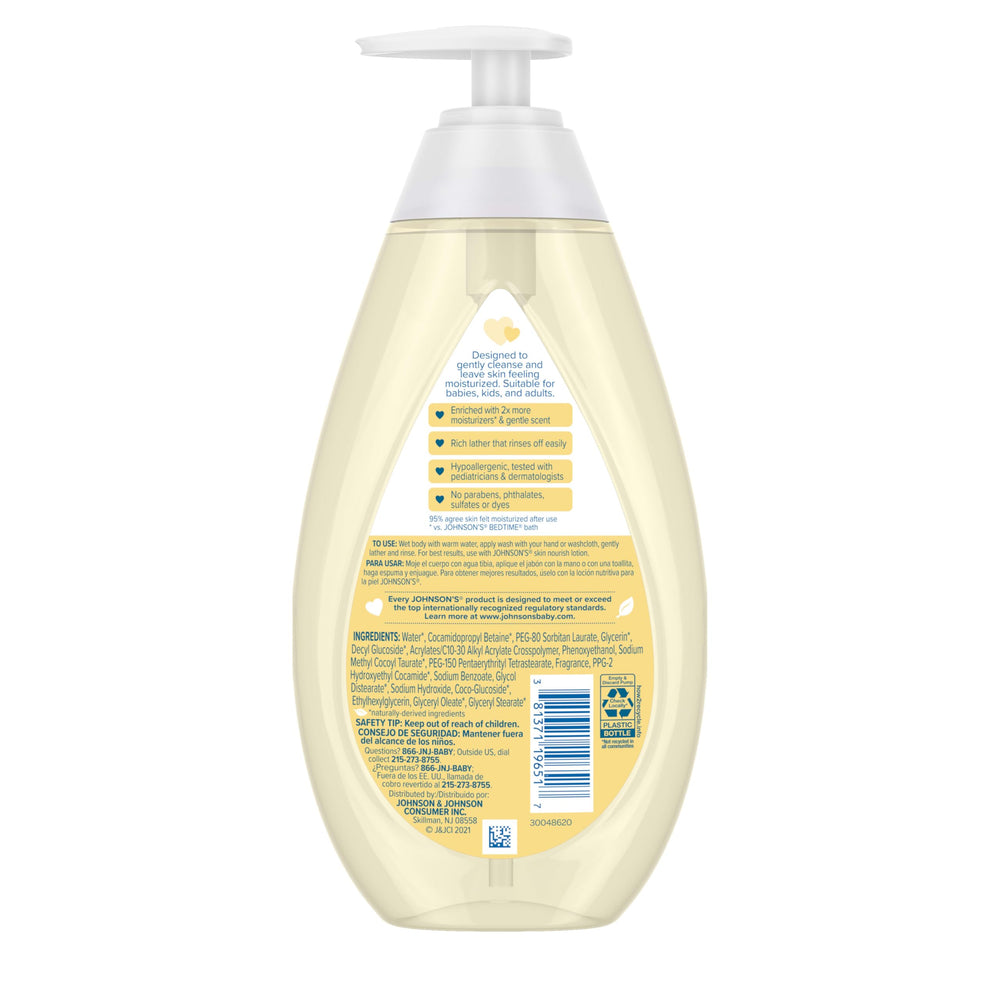 Massaging washcloth with Johnson's Baby wash creating a rich lather