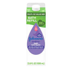 Johnson's Bedtime Bath refill bottle ready for easy nighttime refills.