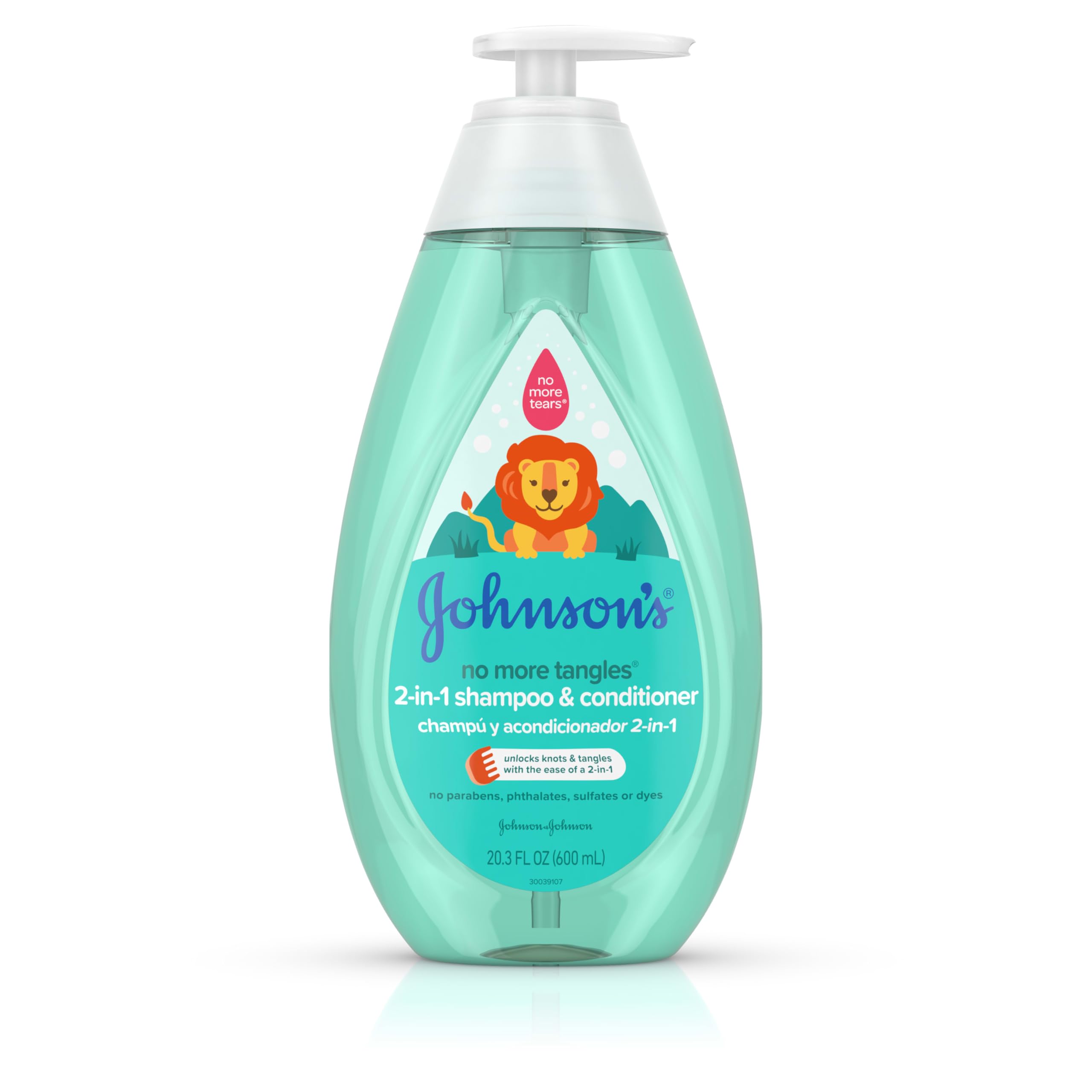 Johnson's Kids No More Tangles 2-in-1 bottle keeps toddler hair manageable.