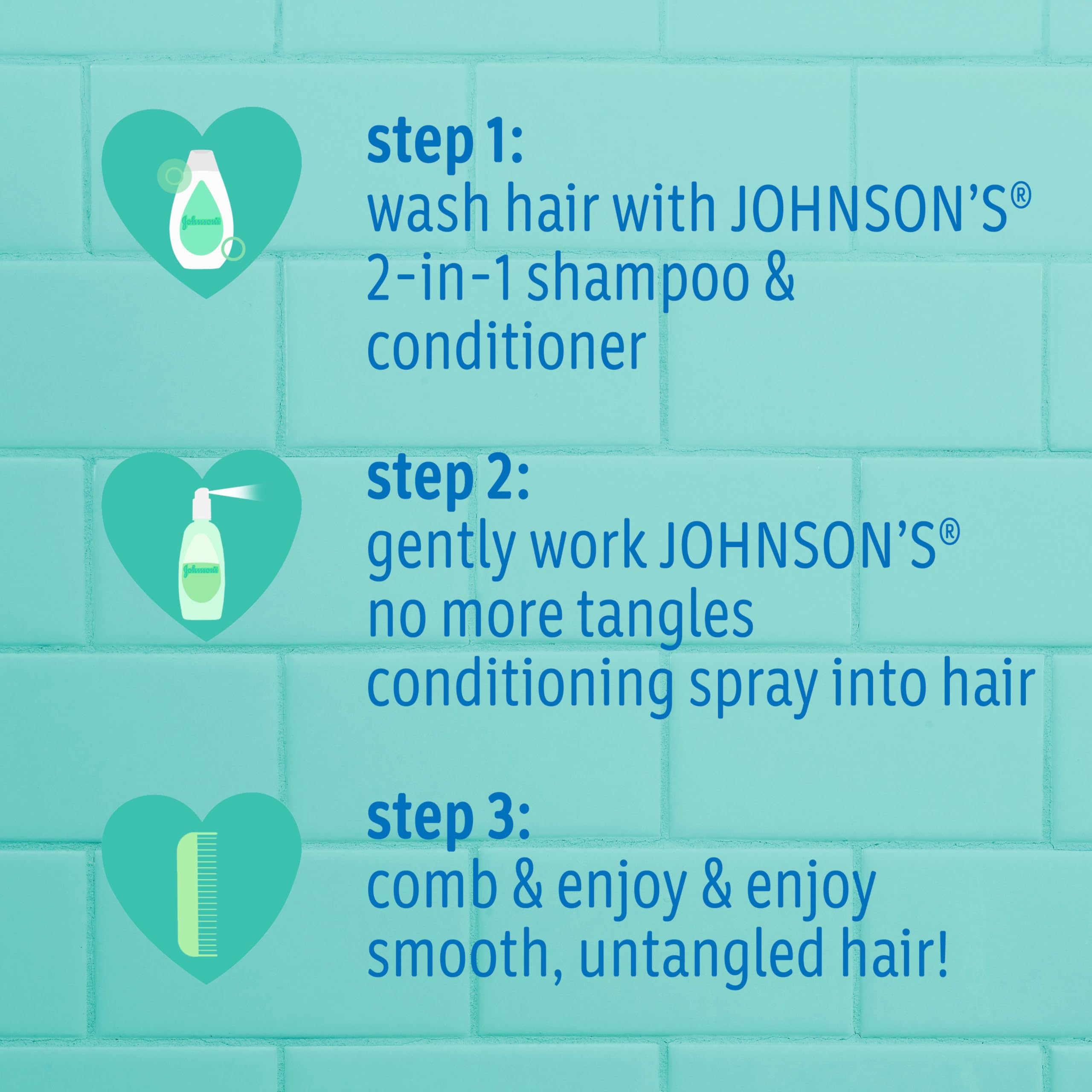 Tear-free formula visuals imply eye-friendly cleansing for children.