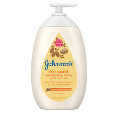 Johnson's Skin Nourish bottle front showing 16.9 oz of moisture for all-day care