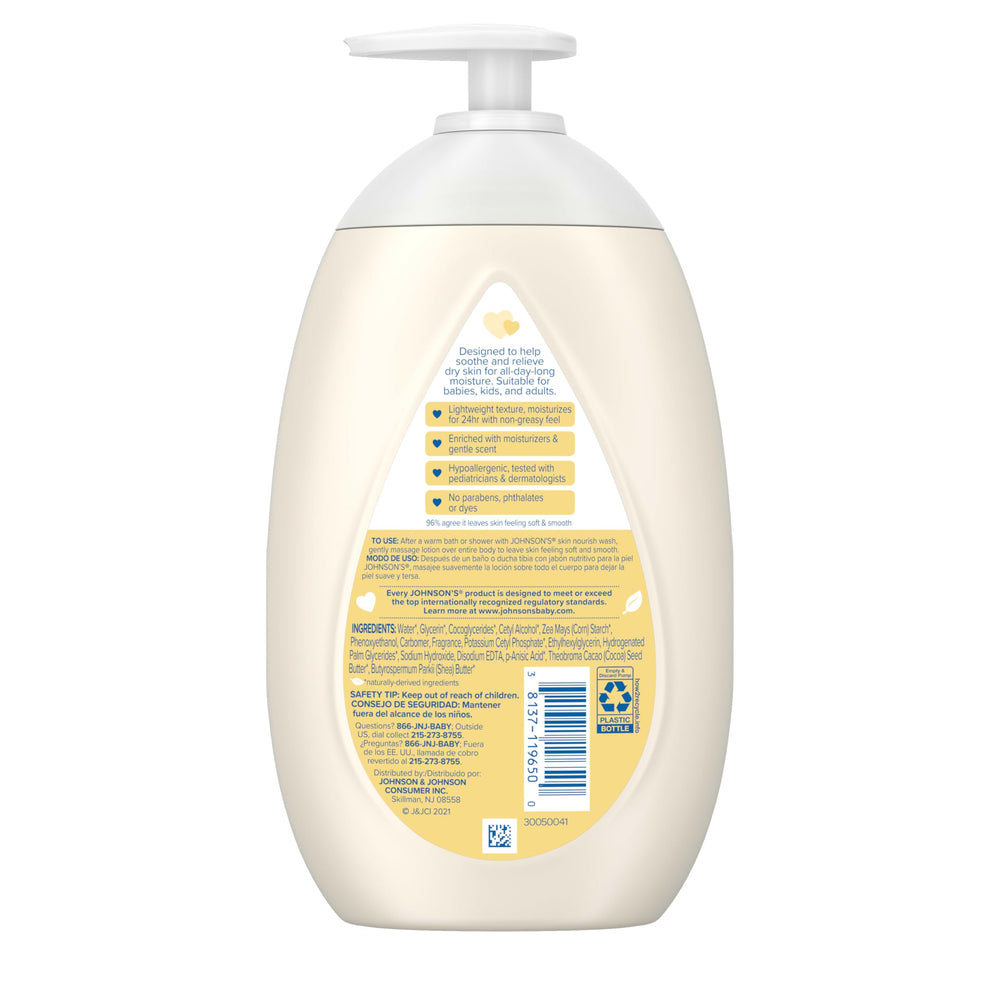 Johnson's Skin Nourish hypoallergenic badge close-up