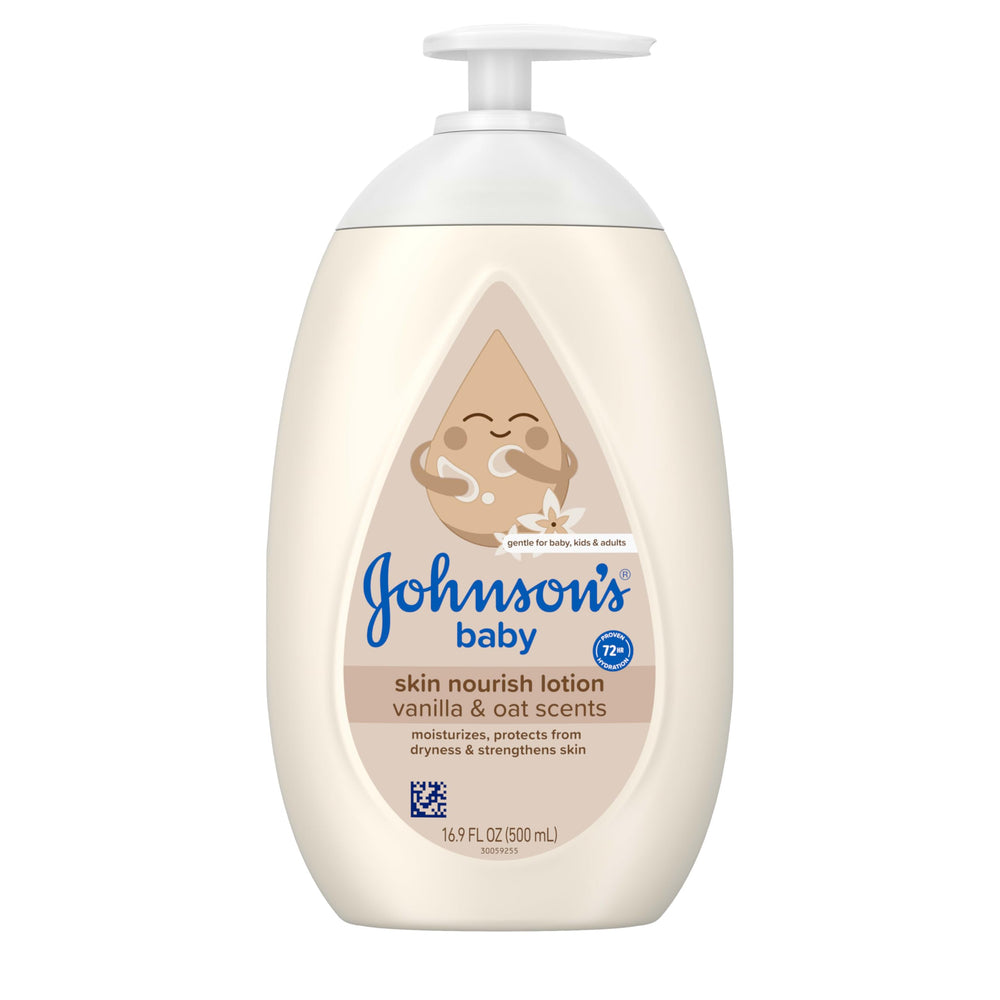 Johnson's Skin Nourishing Baby Lotion vanilla application after bath.
