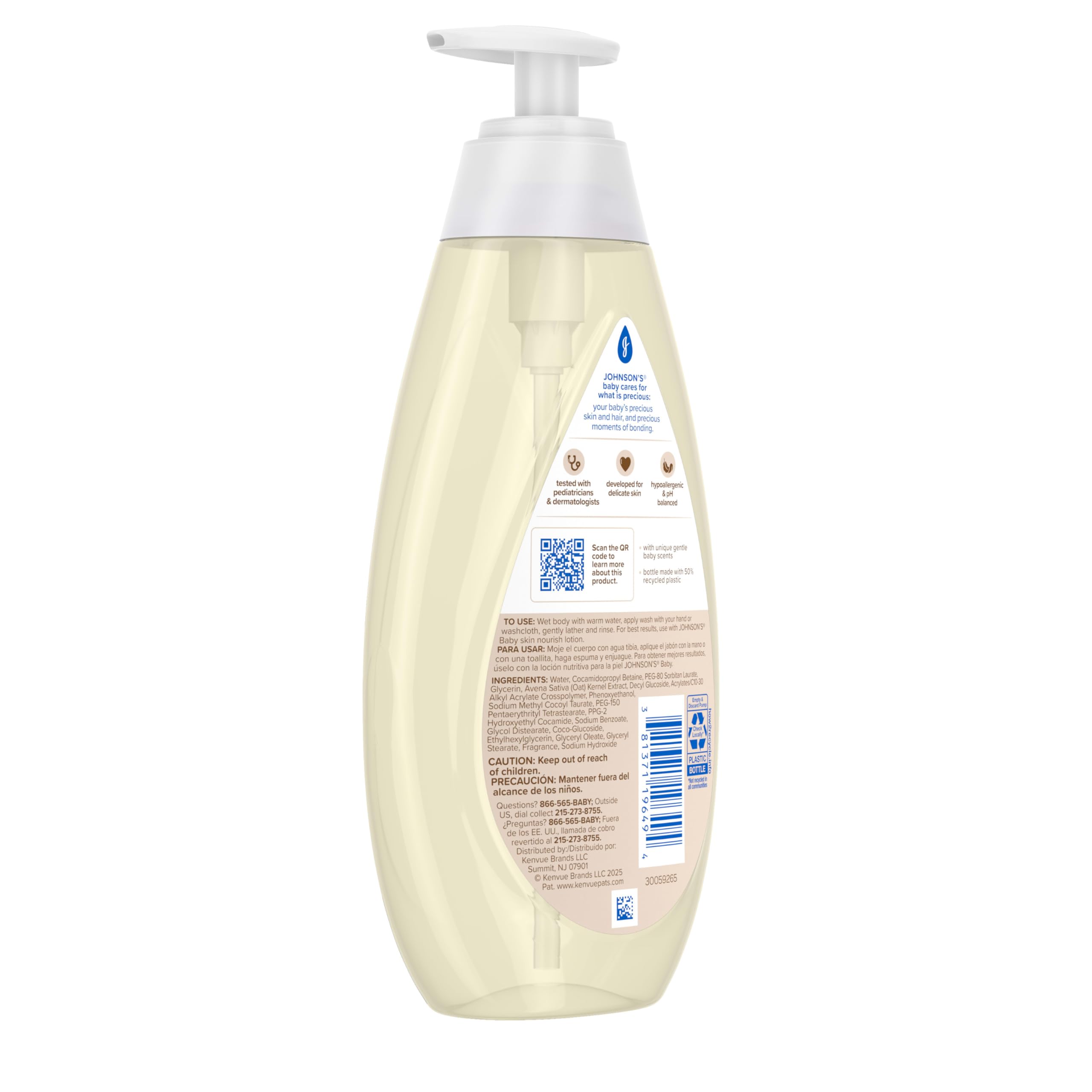 Johnson's Skin Nourishing Moisture bottle made with recycled plastic