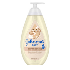 Johnson's Skin Nourishing Moisture bottle front with vanilla oat scent for gentle cleansing