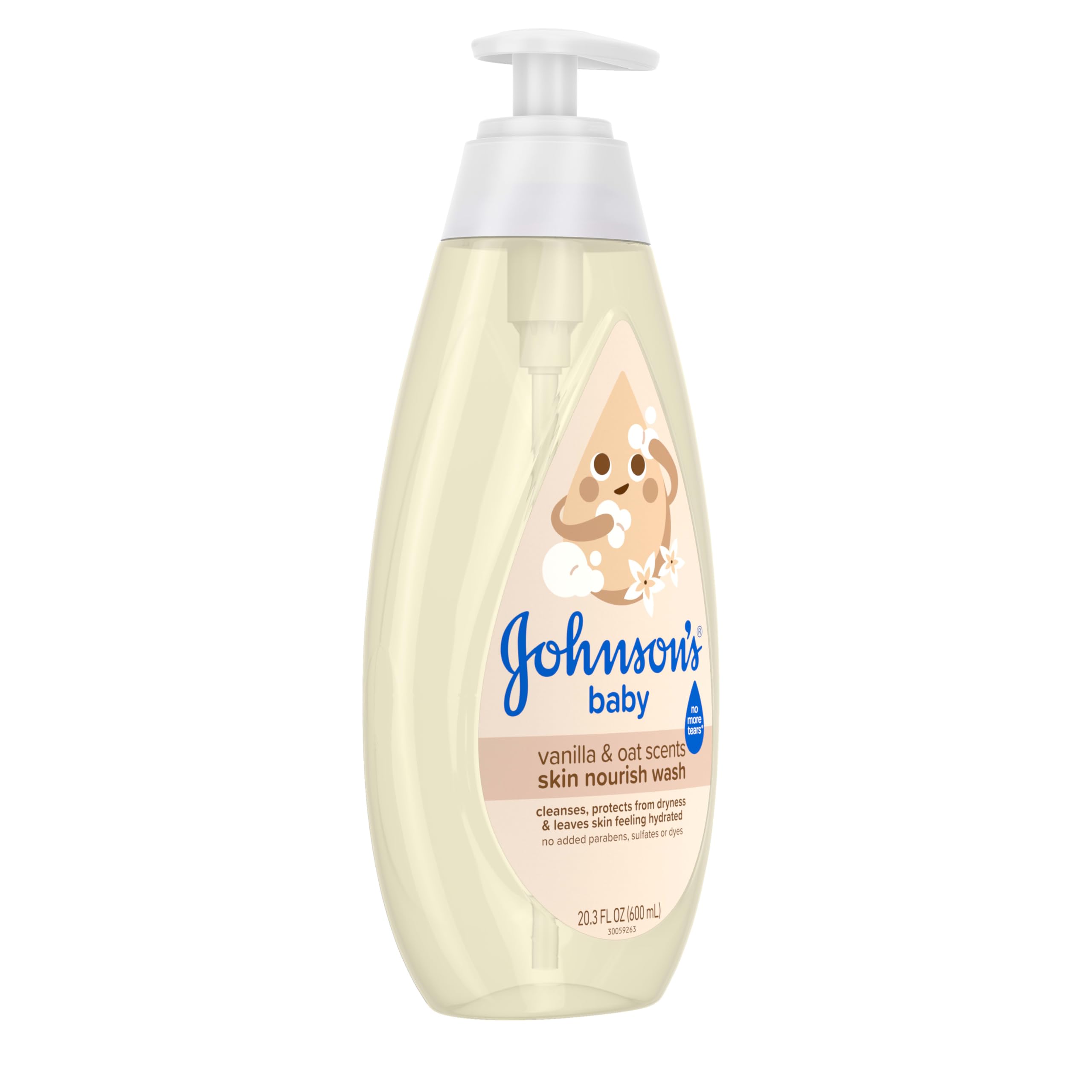 Johnson's Skin Nourishing Moisture bottle being poured for a tear-free wash
