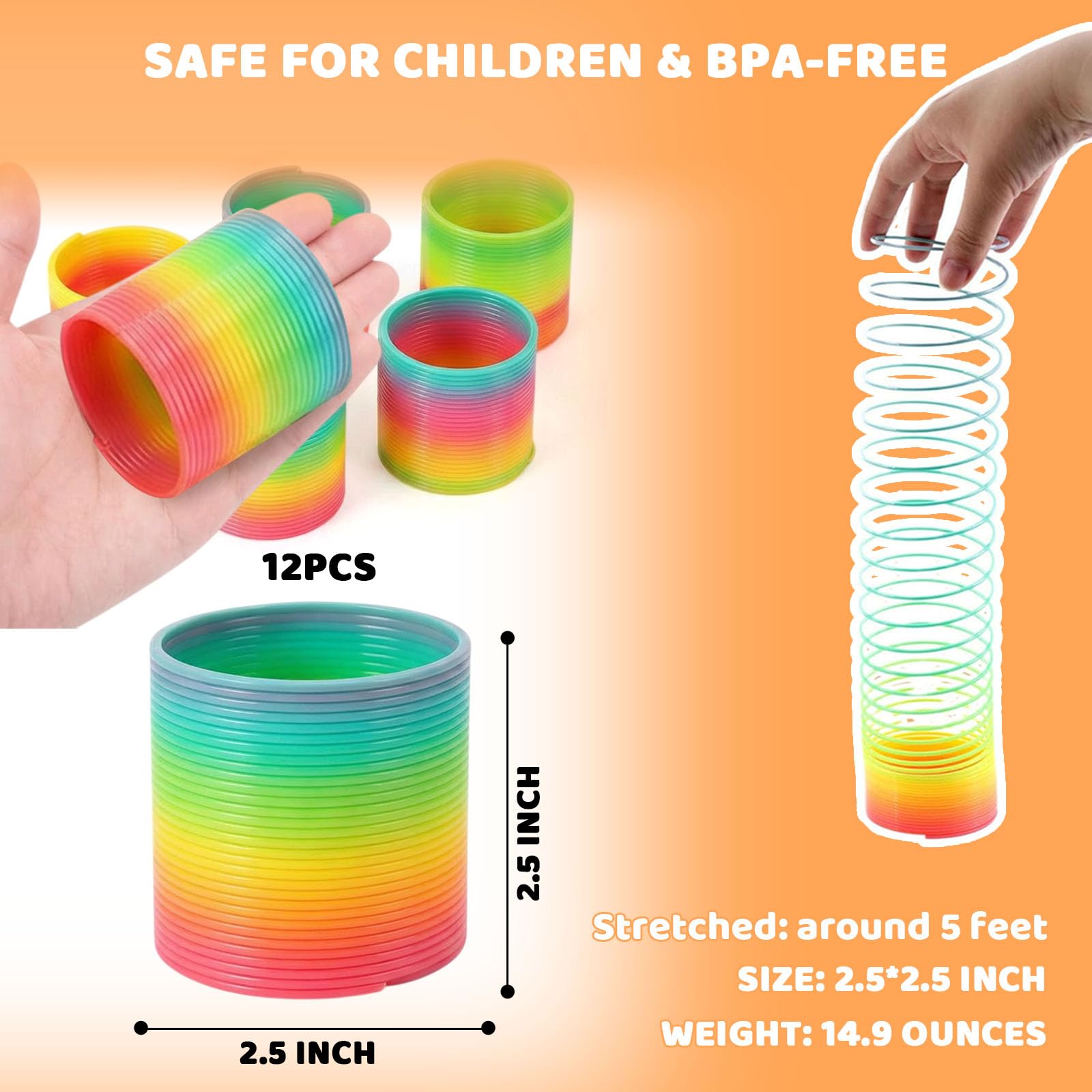 JOHOUSE Durable rainbow spring snaps back for repeated fun and sharing