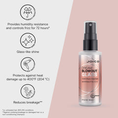 Joico Dream Blowout Glass heat-activated barrier locks in style.