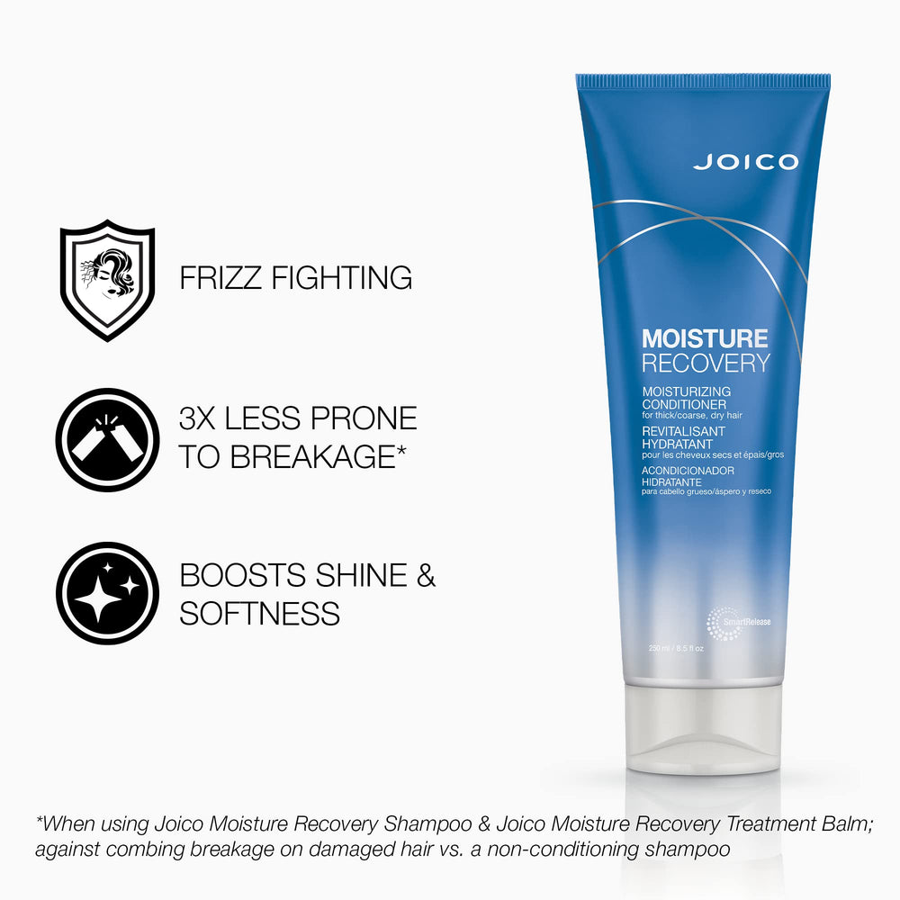 Joico Moisture Recovery conditioner swatch showing detangling and softness.