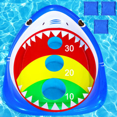 JOINBO inflatable shark cornhole board ready for pool play and summer parties