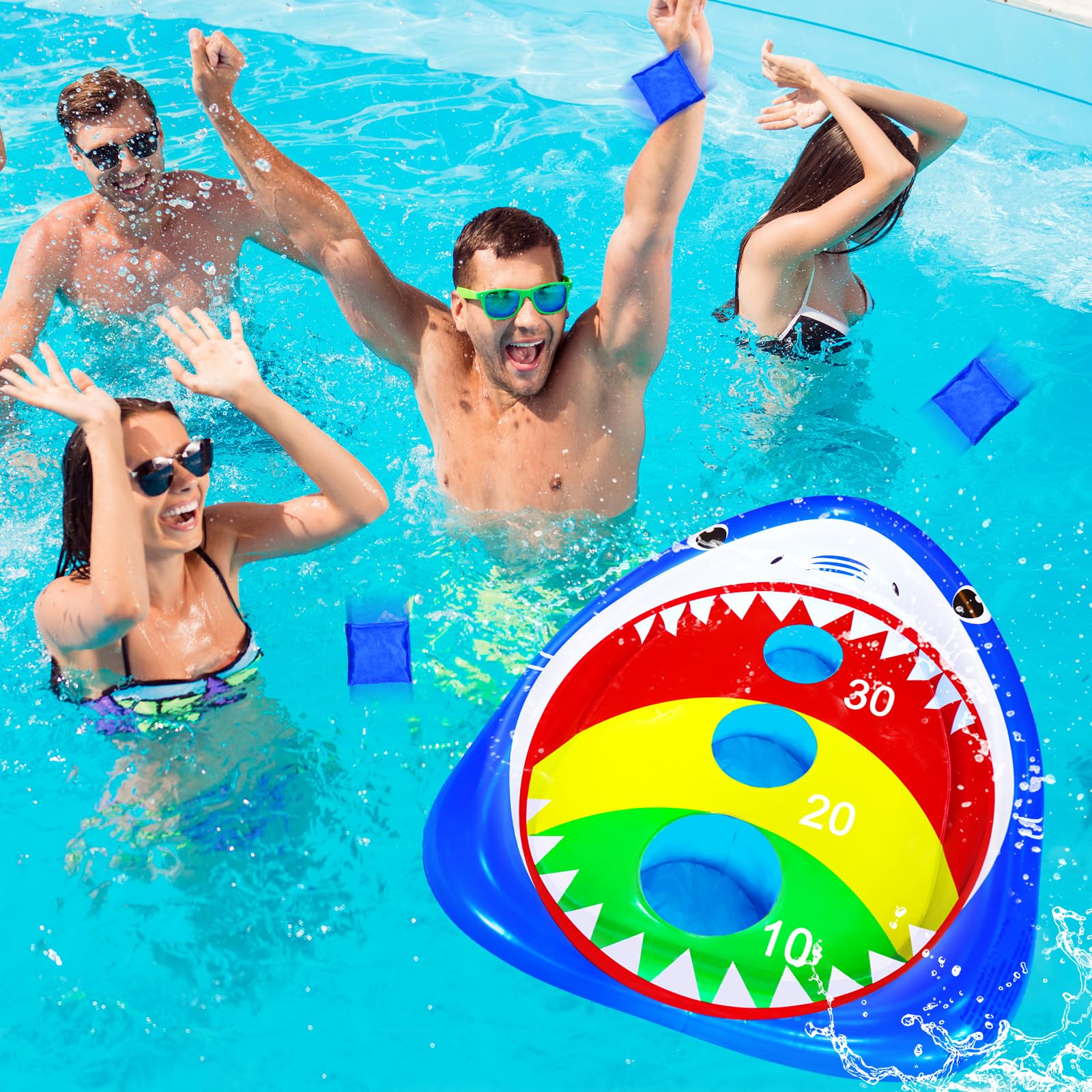 JOINBO shark cornhole bean bags with color-coded scoring for easy tracking