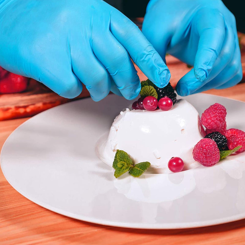 Jointown blue nitrile gloves ideal for lab, kitchen, and shop use.