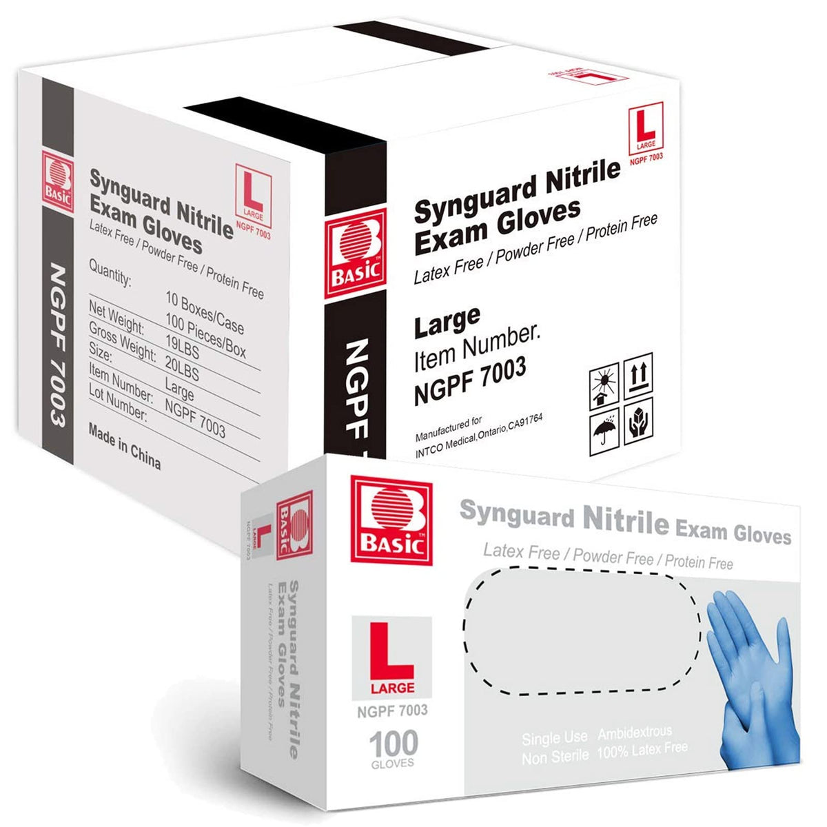 Jointown blue nitrile gloves packaging box for easy stock and quick access.