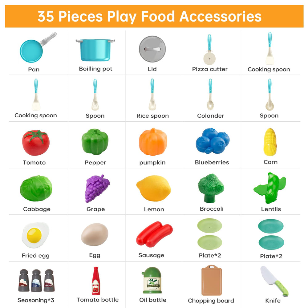 JOKERKING play food plates collection for pretend meals, enhances vocabulary and social play