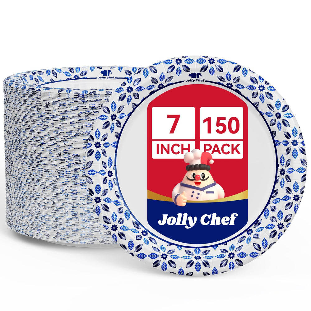 JOLLY CHEF 7-inch plate sturdy edge for heavy lunches and salads.