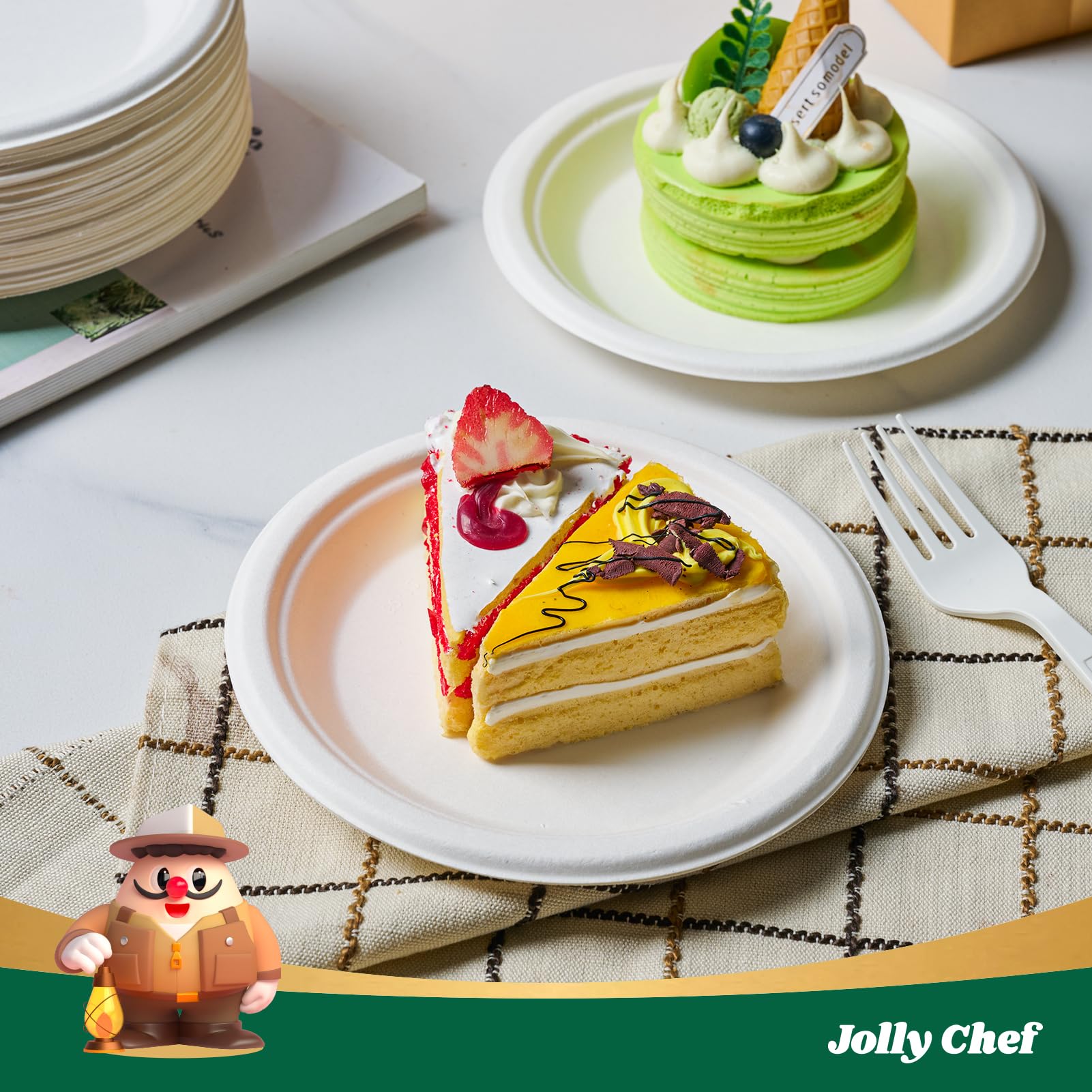 JOLLY CHEF plates held in hand, sturdy and convenient for snacks.