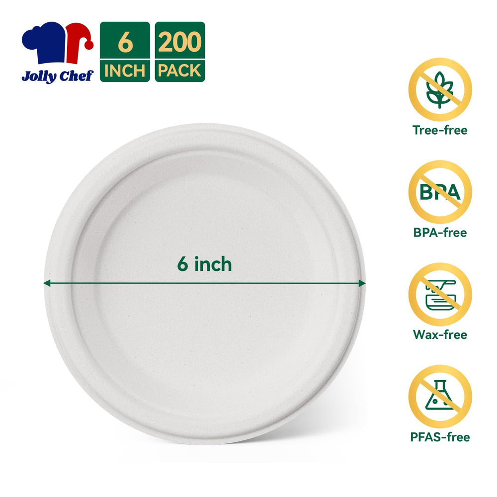 JOLLY CHEF 6-inch plate, microwave-safe for quick reheats.