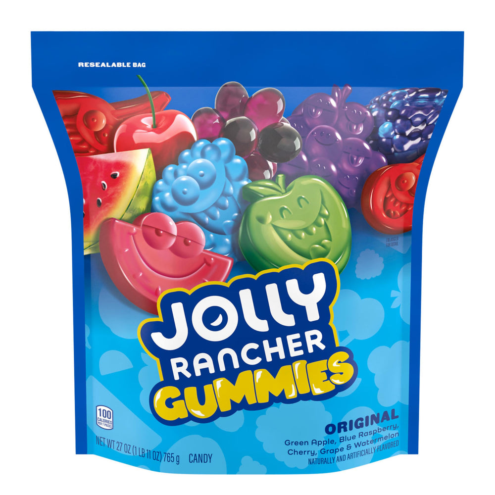 Green apple gummy piece from Jolly Rancher chewy texture for quick treats.