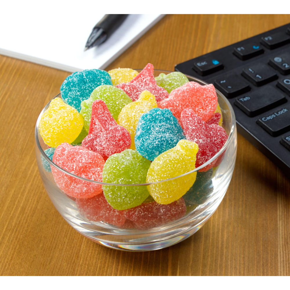 Jolly Rancher Sour Gummies assorted flavors in resealable bag keeping pieces fresh.