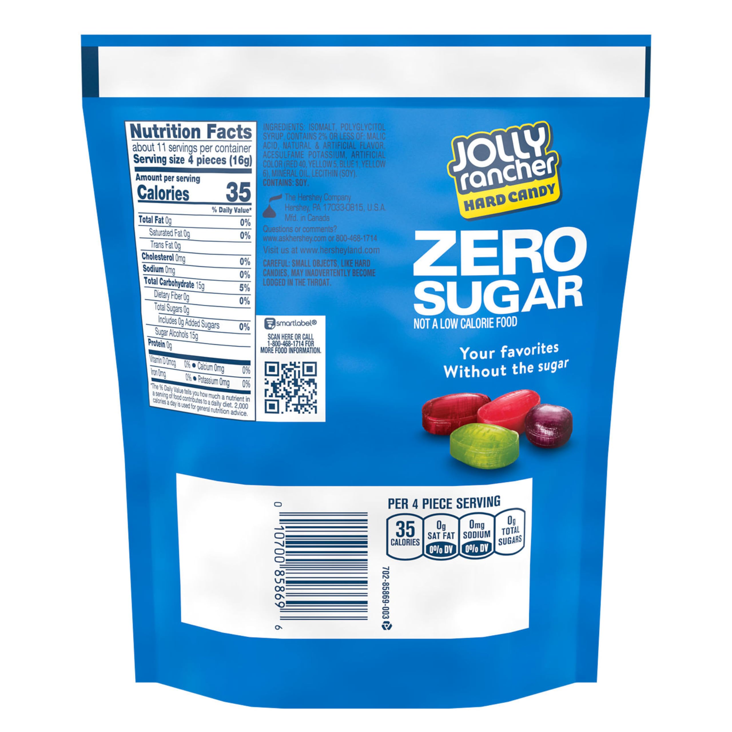 JOLLY RANCHER Zero Sugar raspberry candy, a bold fruit flavor with no sugar