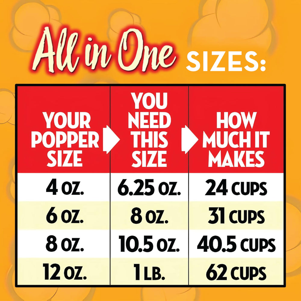 JOLLY TIME All-in-One 6 oz pack fits home popcorn machines.