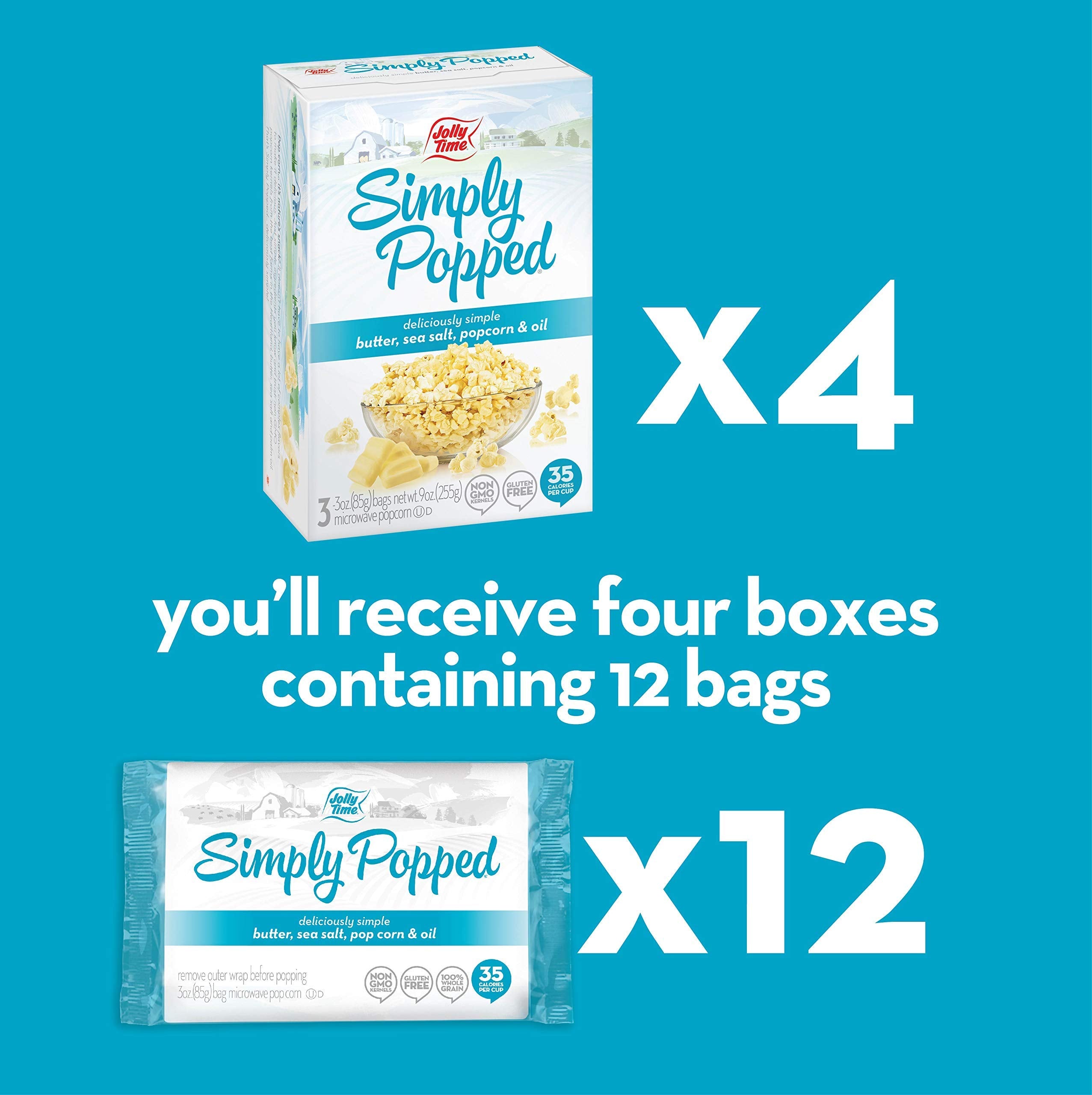 Jolly Time Simply Popped pack of 12 bags for family gatherings