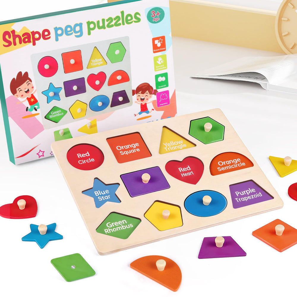 JOLSNAF peg shapes with bright colors boost shape and color recognition during play