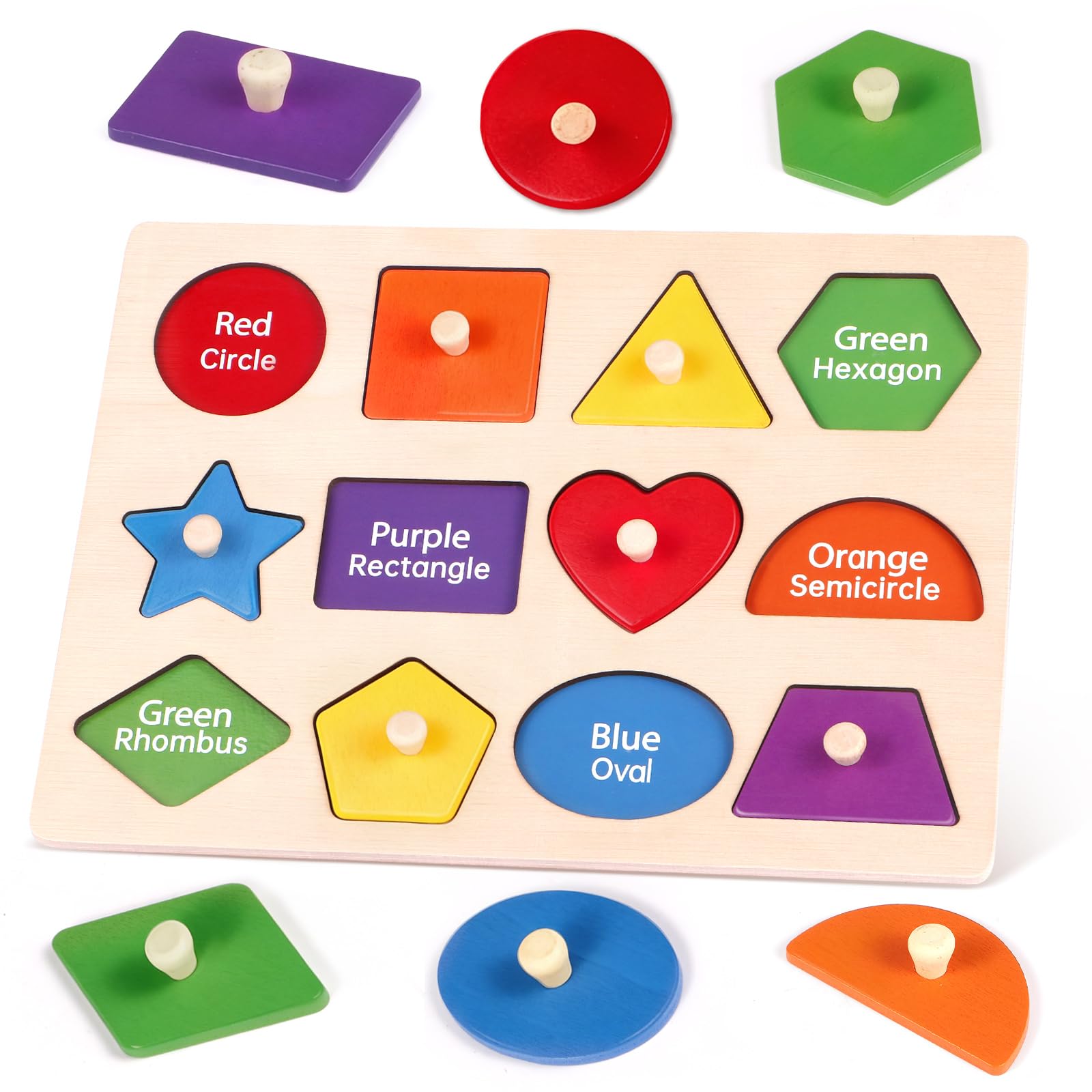 JOLSNAF Montessori peg shapes puzzle setup enhances toddler hand-eye coordination