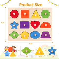 JOLSNAF wooden puzzle pieces have an easy-grip design for safe toddler handling