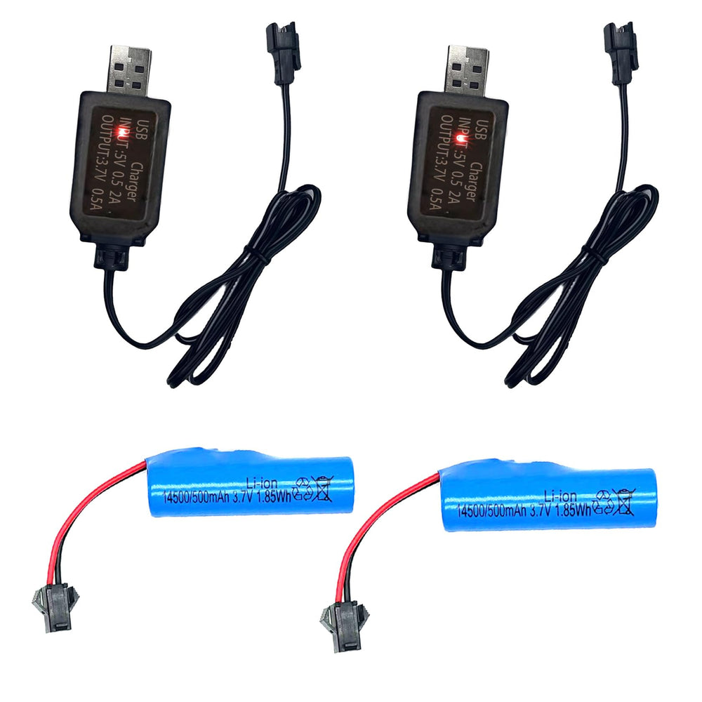 Jomi and Jolly 2-pack batteries front view with quick-charge potential for RC cars