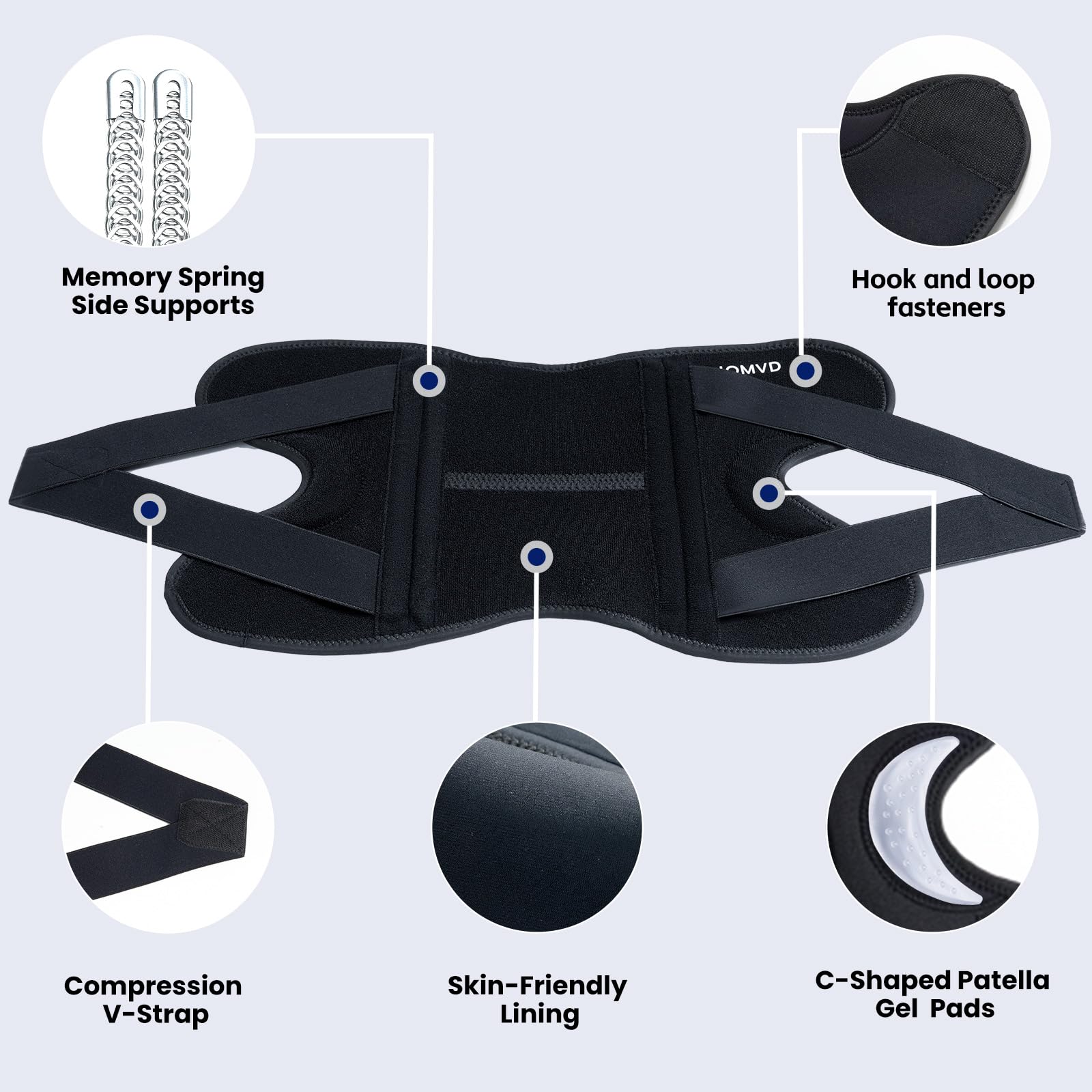 JOMVD knee brace breathable neoprene blend keeps skin cool all day