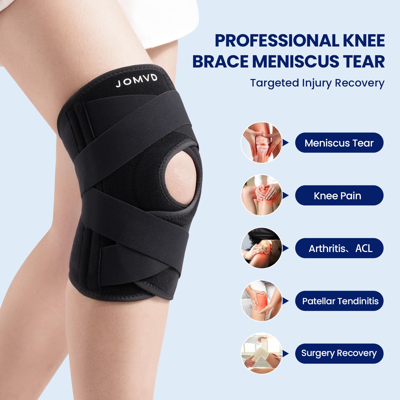 JOMVD knee brace patella gel pad provides targeted patella support during movement